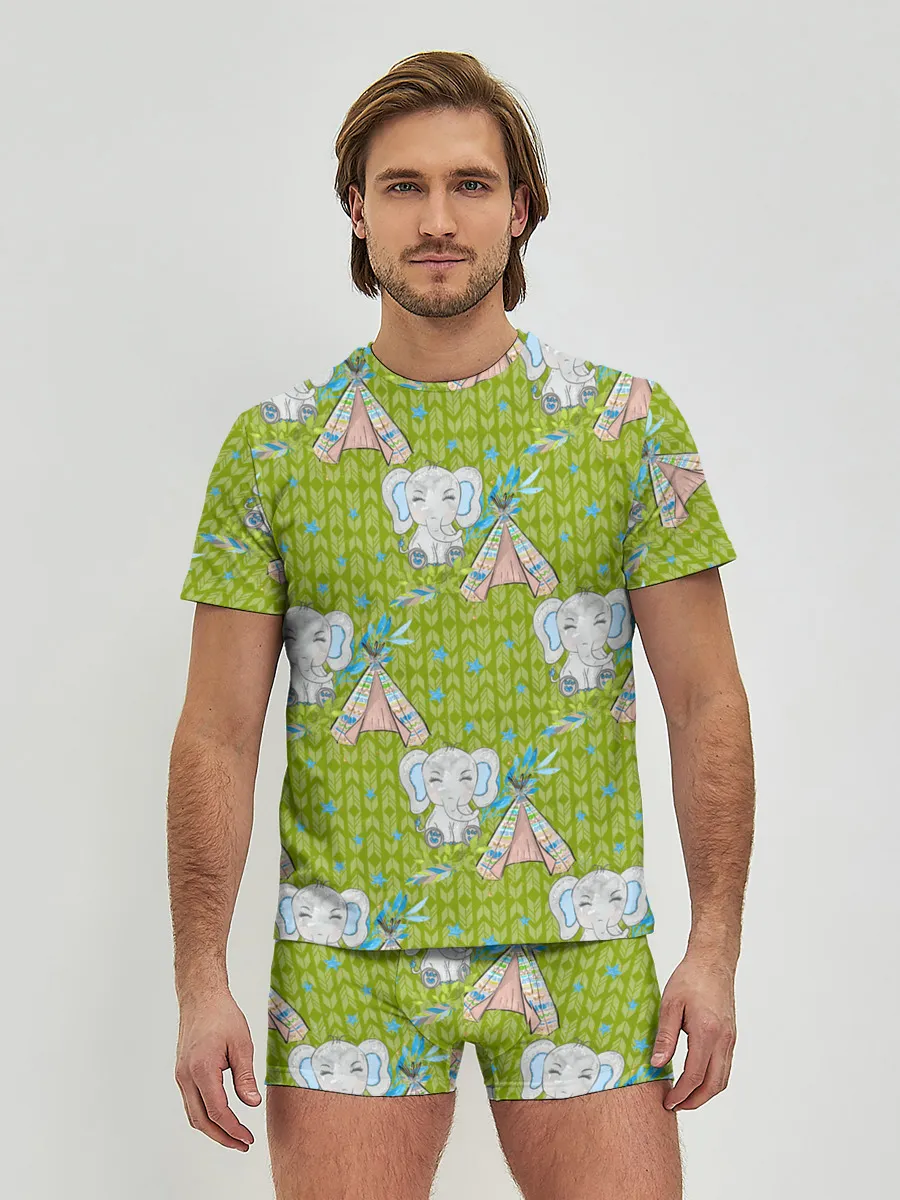 Мужские трусы с футболкой / Слоник и вигвам