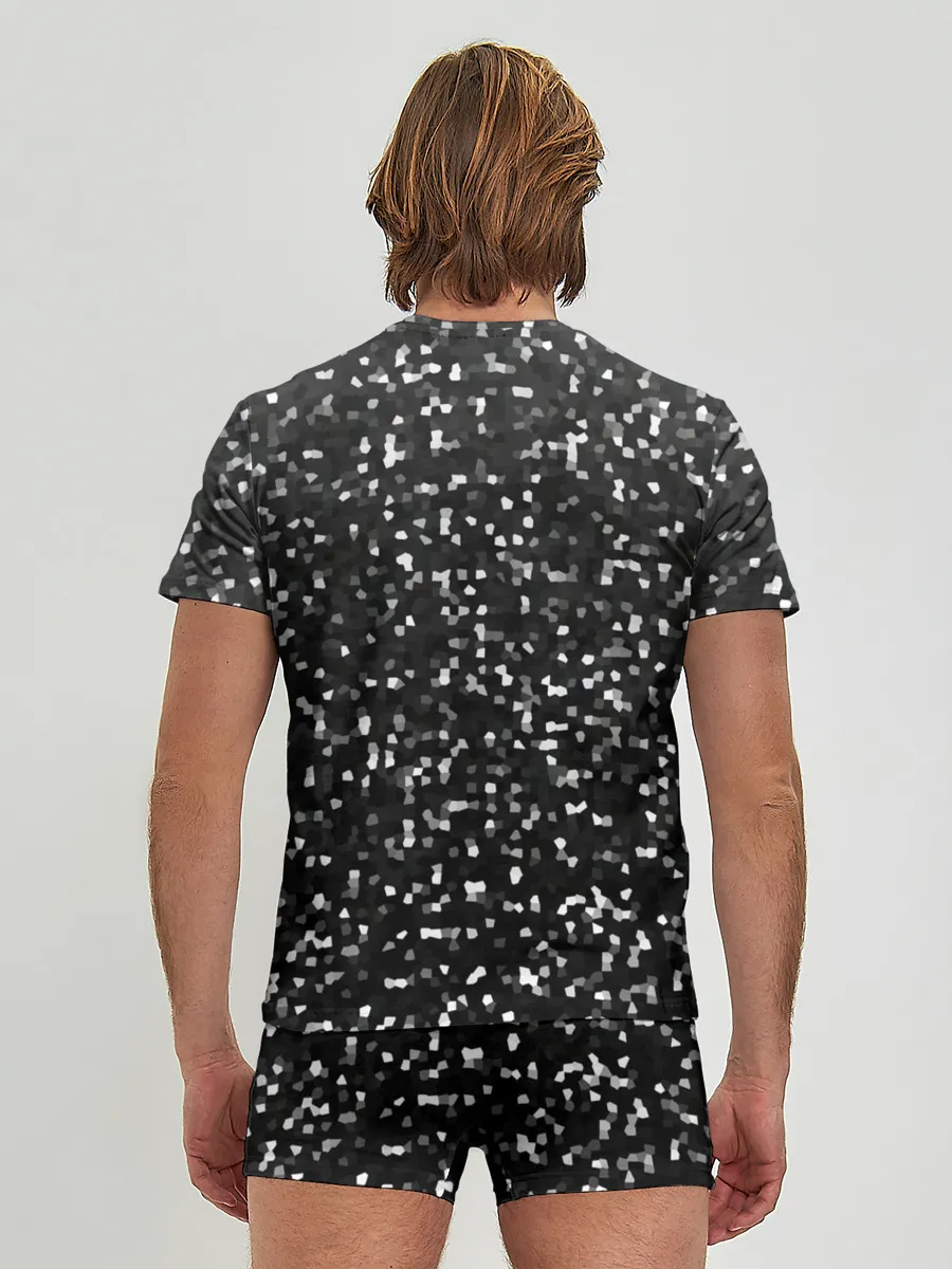 Мужские трусы с футболкой / ЧБ мозаика