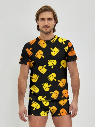 Мужские трусы с футболкой / BOO! ПРИЗРАК, ПРИВЕДЕНИЕ ХЕЛЛОУИН ОРАНЖЕВЫЙ