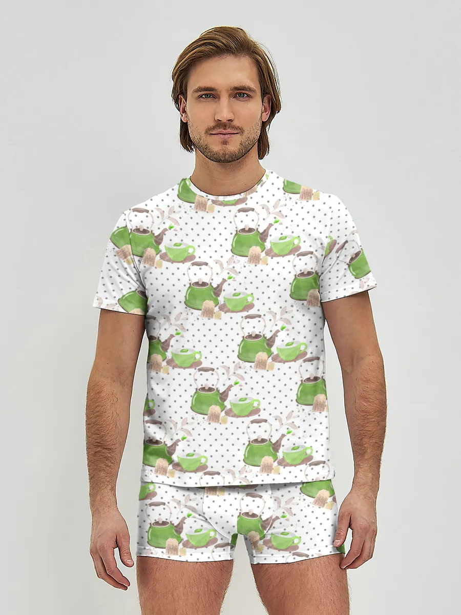 Мужские трусы с футболкой / Зеленый чай