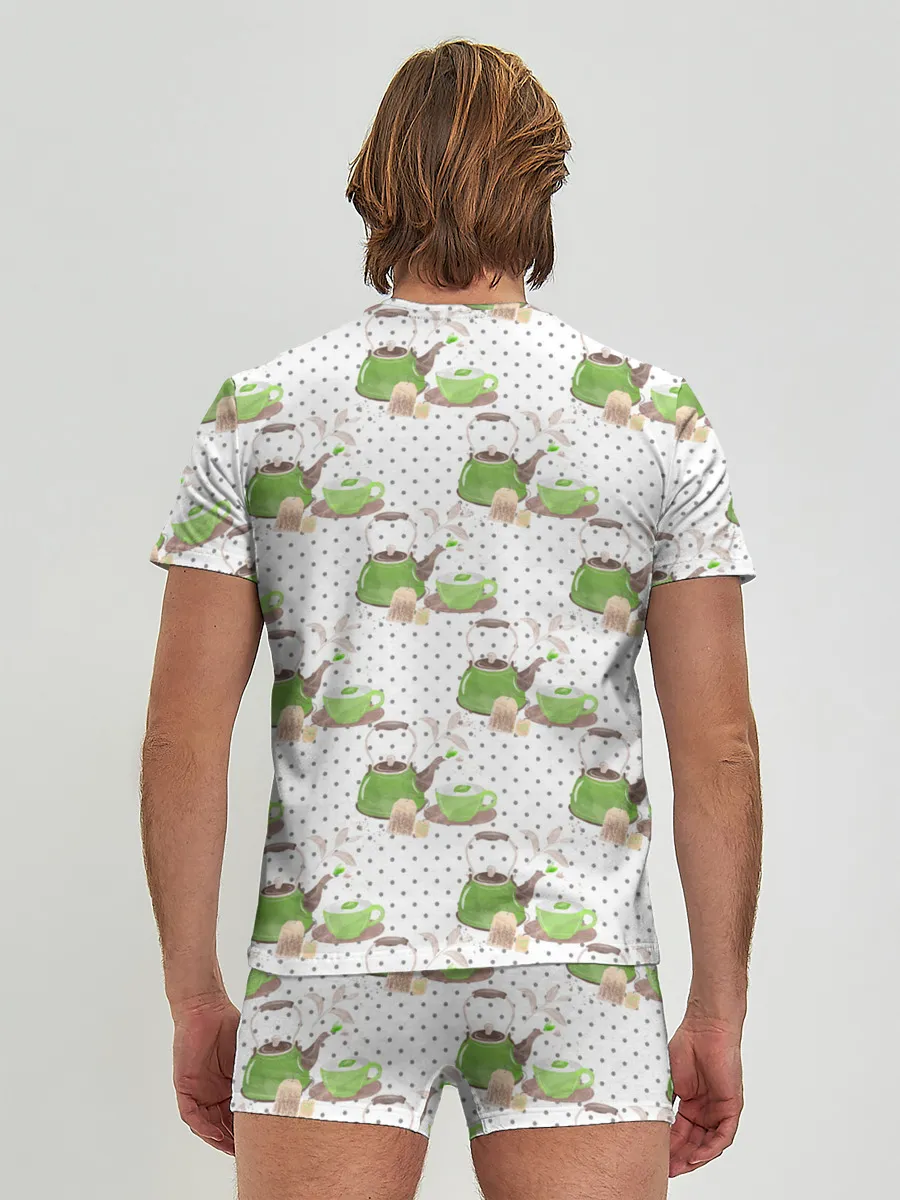 Мужские трусы с футболкой / Зеленый чай