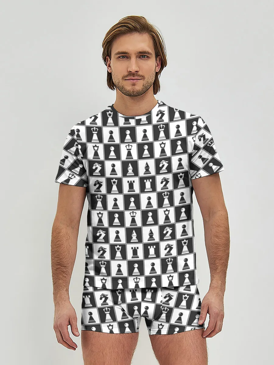 Мужские трусы с футболкой / Шахматы