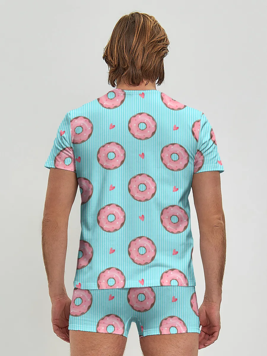 Мужские трусы с футболкой / Розовые пончики