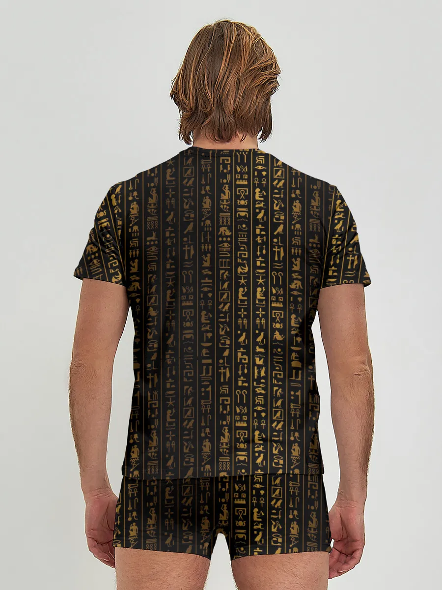 Мужские трусы с футболкой / ЕГИПЕТСКИЕ ИЕРОГЛИФЫ ЗОЛОТОМ