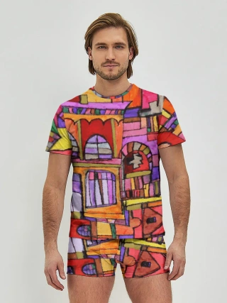 Мужские трусы с футболкой / Скетч большого города