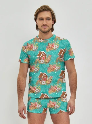 Мужские трусы с футболкой / Рождественские пряники паттерн