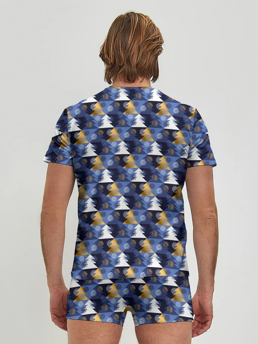 Мужские трусы с футболкой / Ёлочки - Снежинки