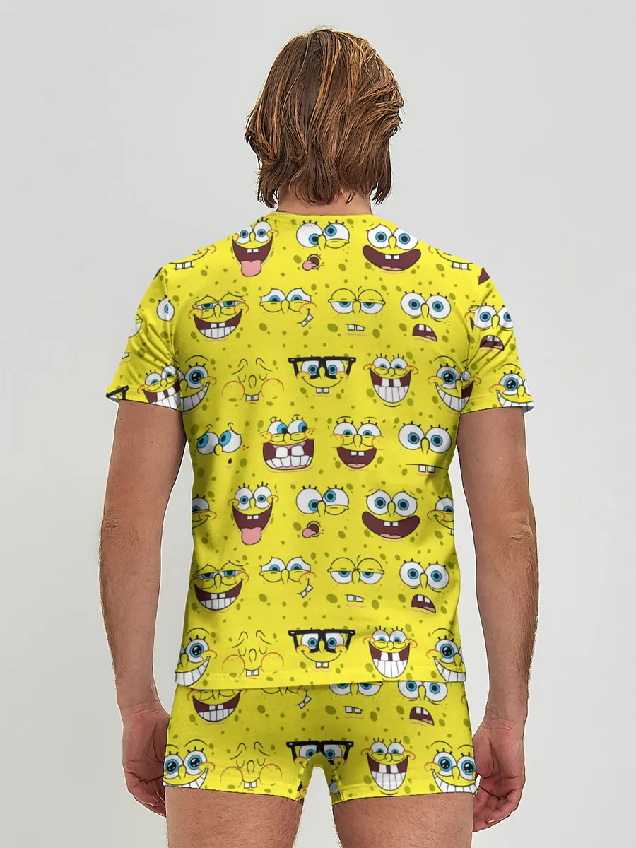 Мужские трусы с футболкой / Губка Боб паттерн