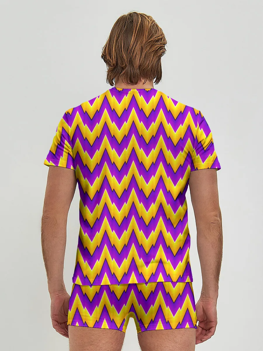Мужские трусы с футболкой / Желто-Фиолетовые Волны