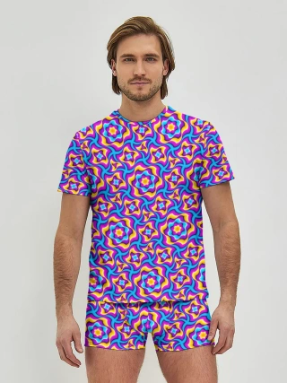 Мужские трусы с футболкой / Красочный фон с цветами