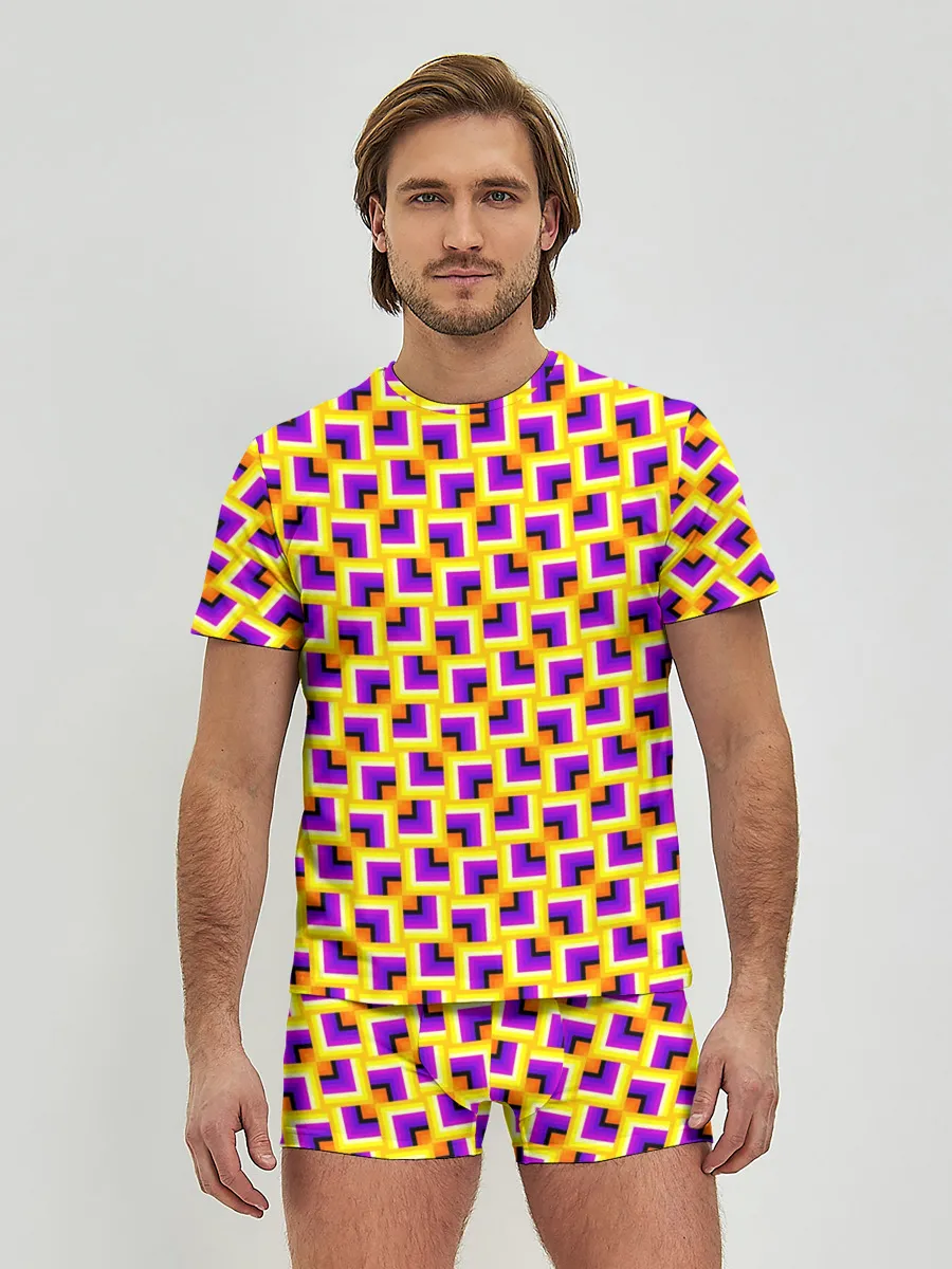 Мужские трусы с футболкой / Фон с квадратами