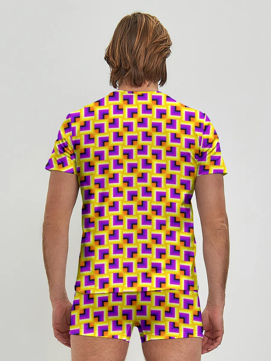 Мужские трусы с футболкой / Фон с квадратами