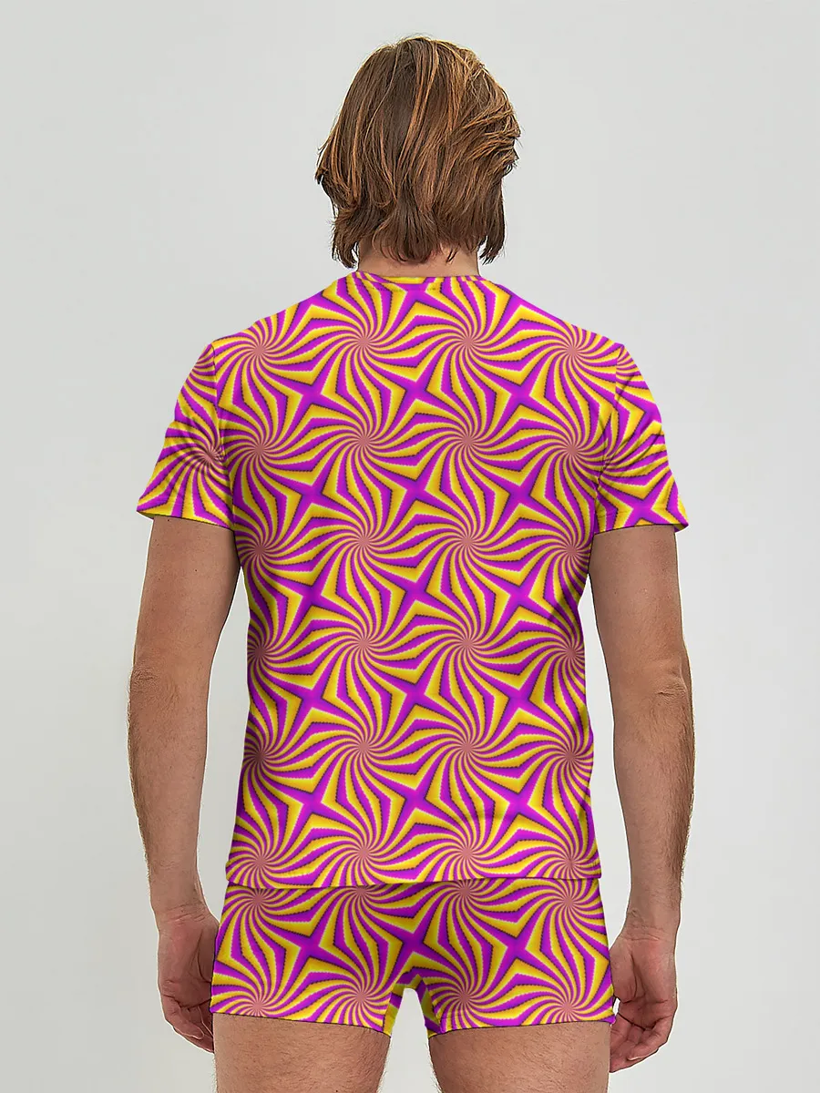 Мужские трусы с футболкой / Желто Фиолетовая иллюзия вращения