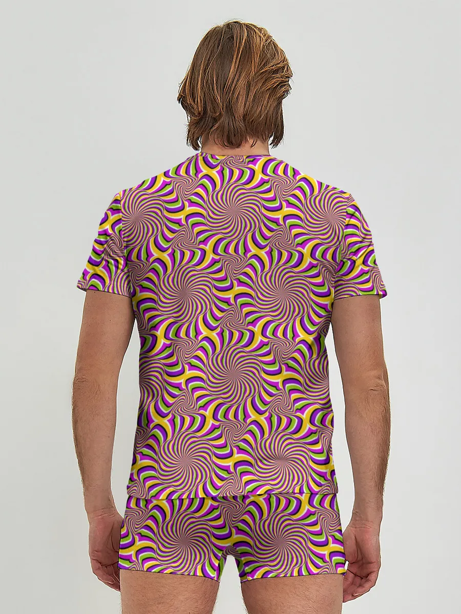 Мужские трусы с футболкой / Желто-фиолетовая иллюзия вращения