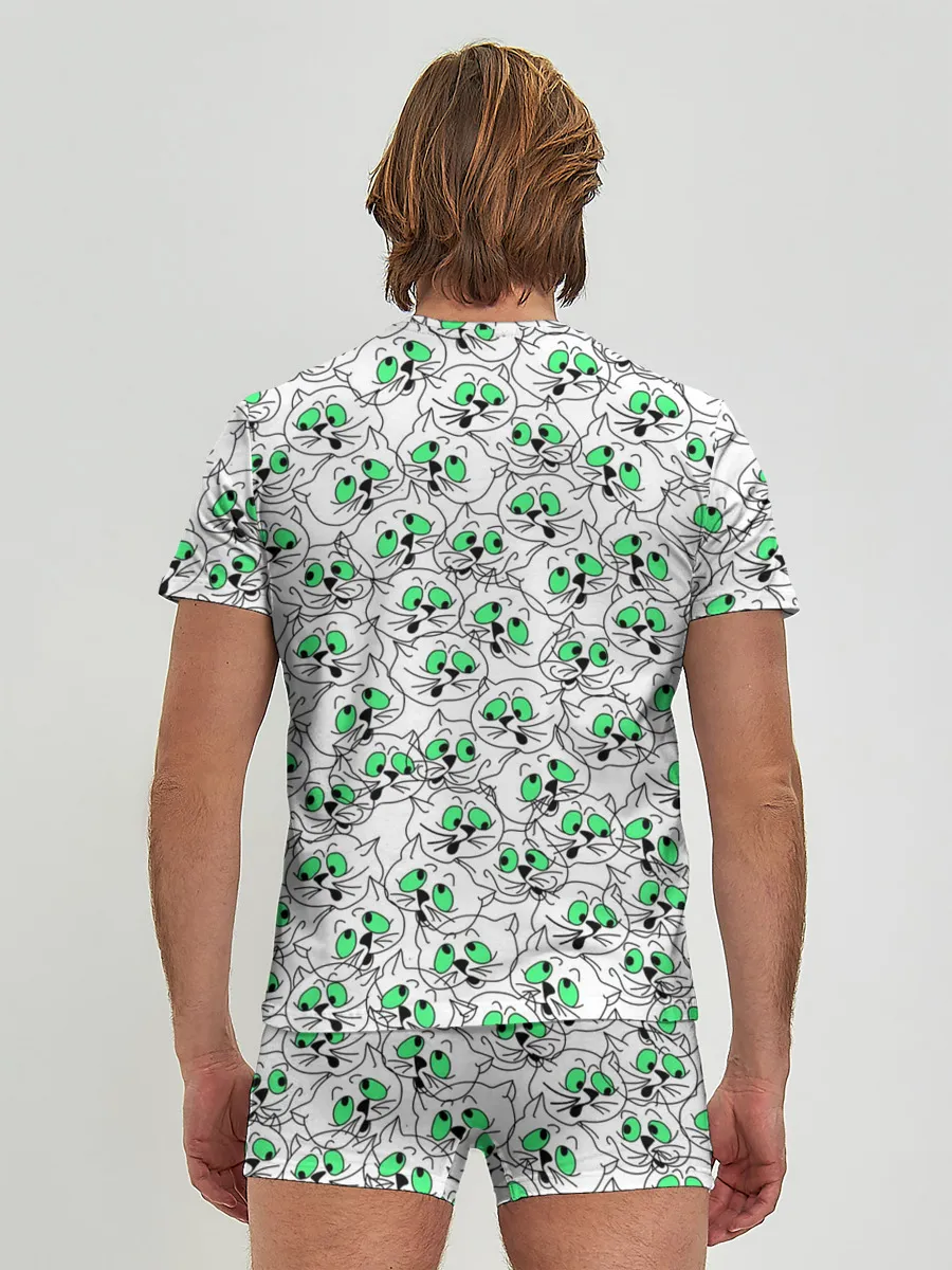 Мужские трусы с футболкой / Веселые кошачьи глазки