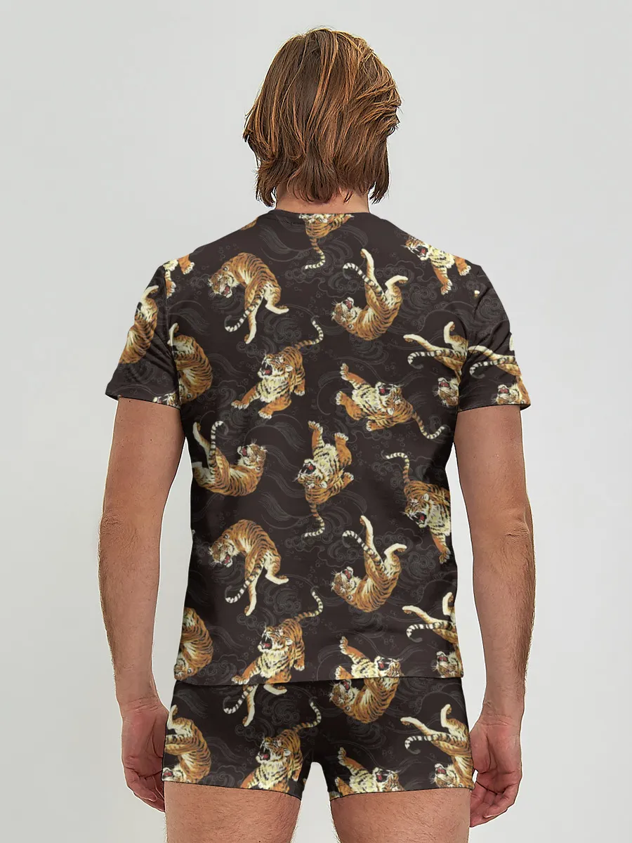 Мужские трусы с футболкой / Паттерн Японский тигр