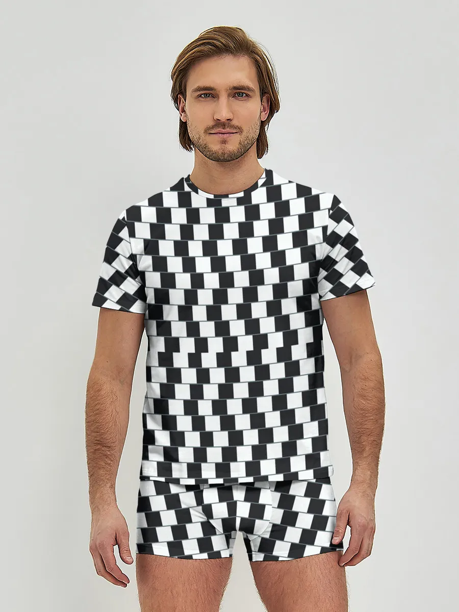 Мужские трусы с футболкой / Шахматная Иллюзия Искажения