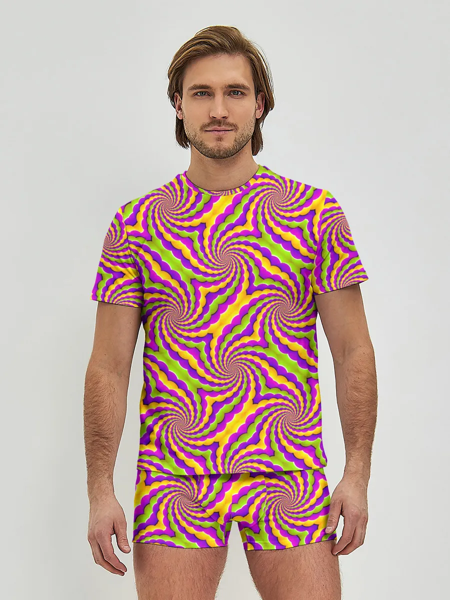 Мужские трусы с футболкой / Красочная иллюзия вращения