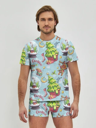 Мужские трусы с футболкой / Merry Christmas Pattern