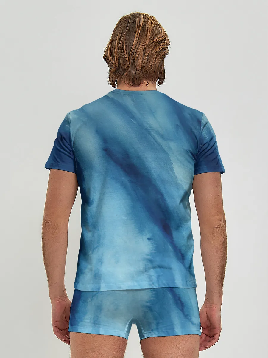 Мужские трусы с футболкой / Голубой мрамор