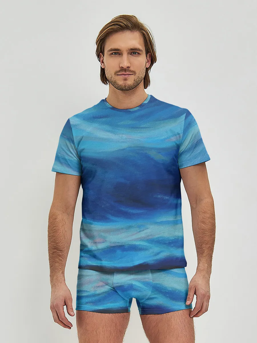 Мужские трусы с футболкой / Акварельное море