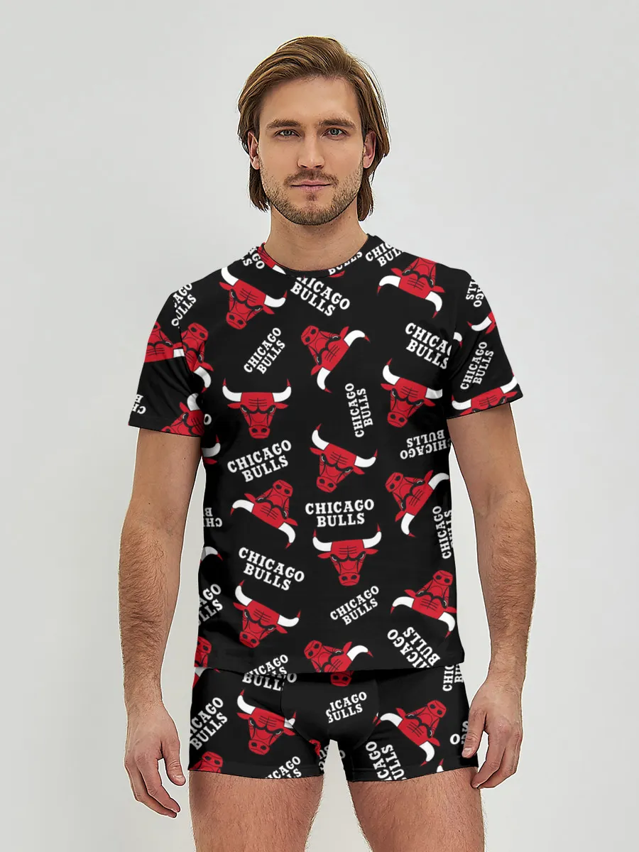 Мужские трусы с футболкой / CHICAGO BULLS БЫКИ УЗОР