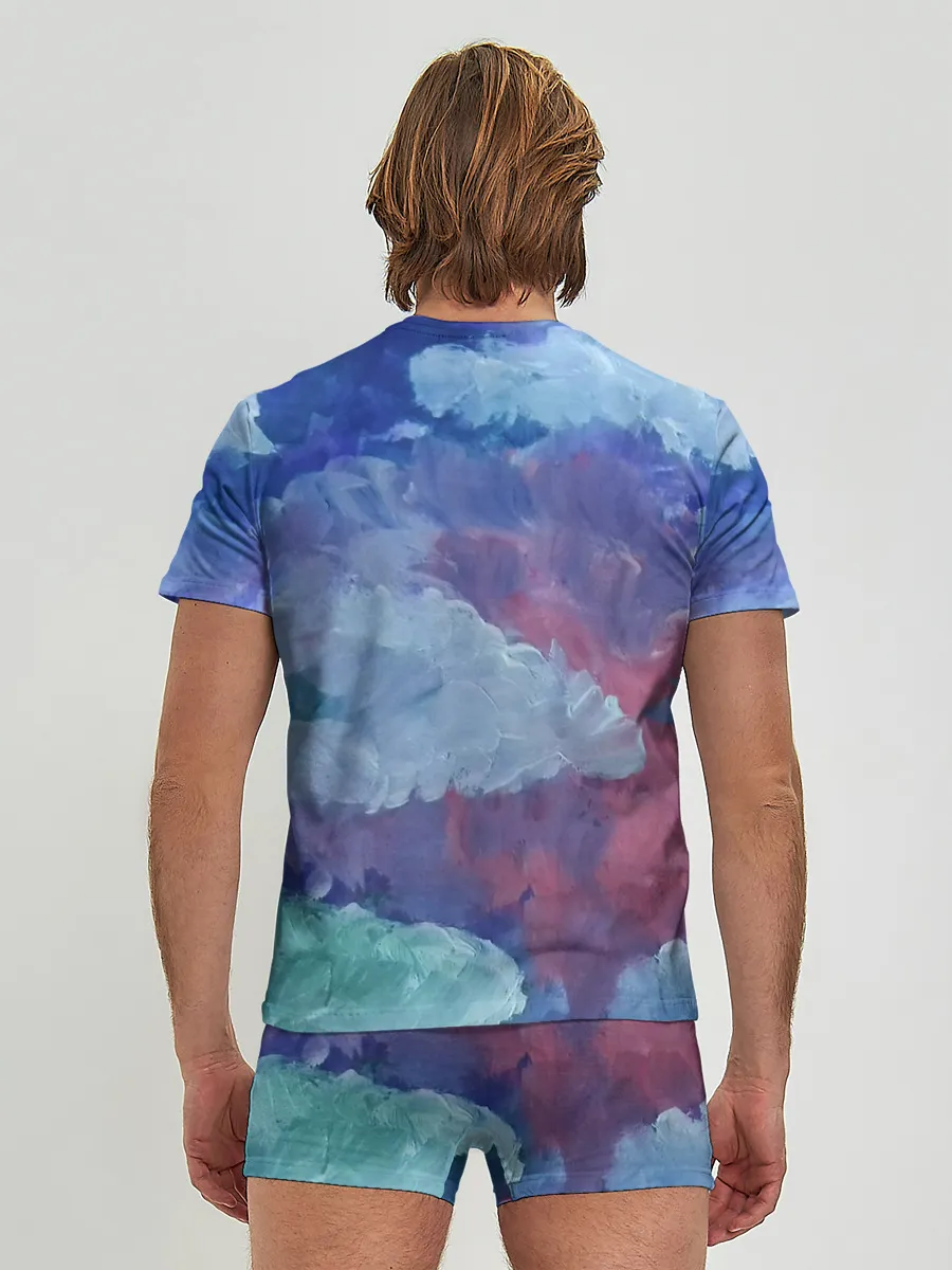 Мужские трусы с футболкой / Гуашевые облака