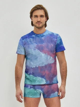 Мужские трусы с футболкой / Гуашевые облака