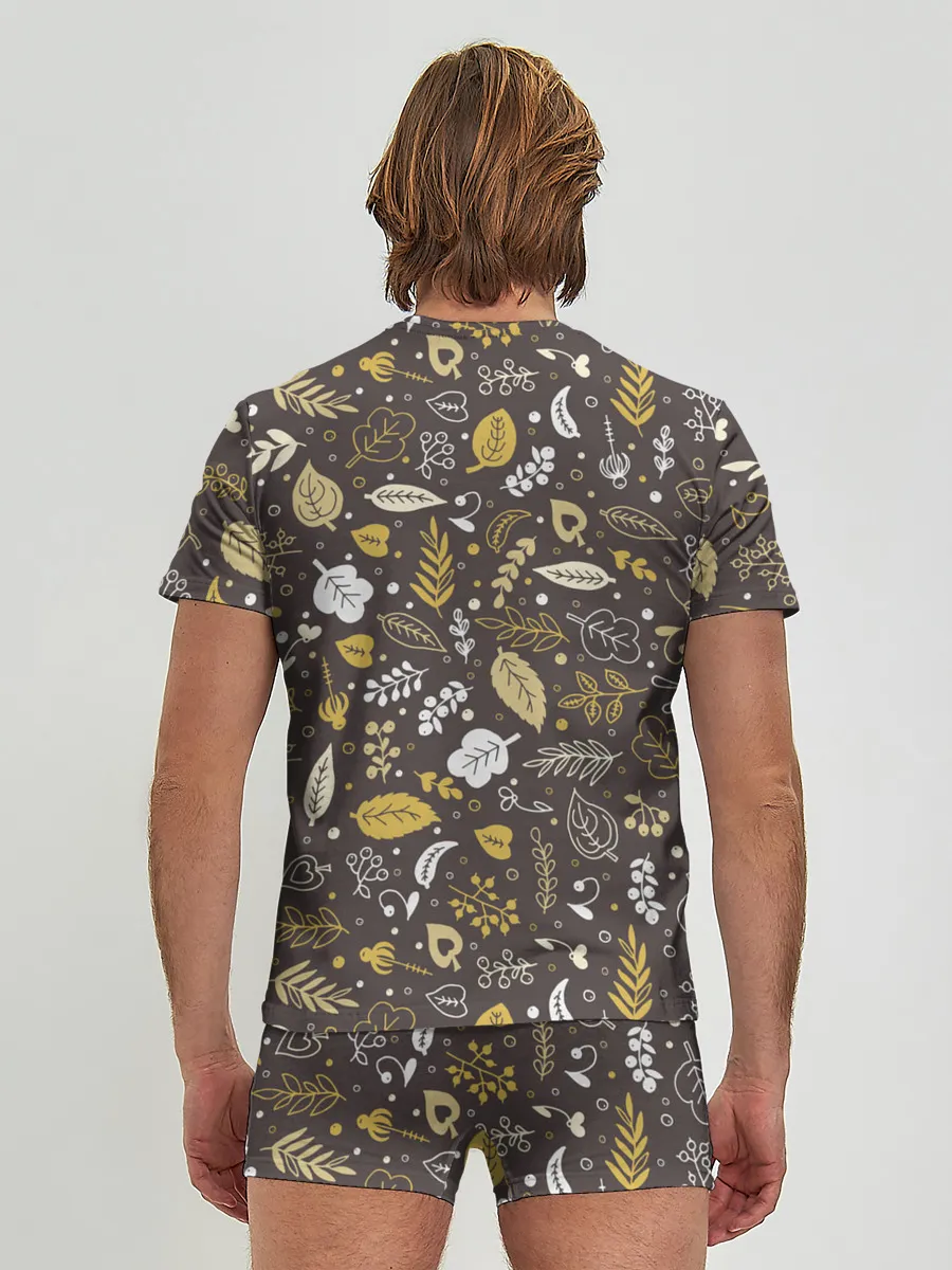 Мужские трусы с футболкой / Осенние листья и ягодки