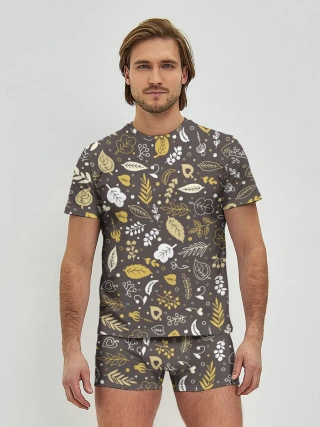 Мужские трусы с футболкой / Осенние листья и ягодки