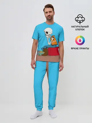 Мужская пижама с брюками / Скелетон геодезист