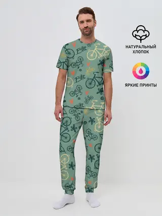 Мужская пижама с брюками / Велосипед Текстура