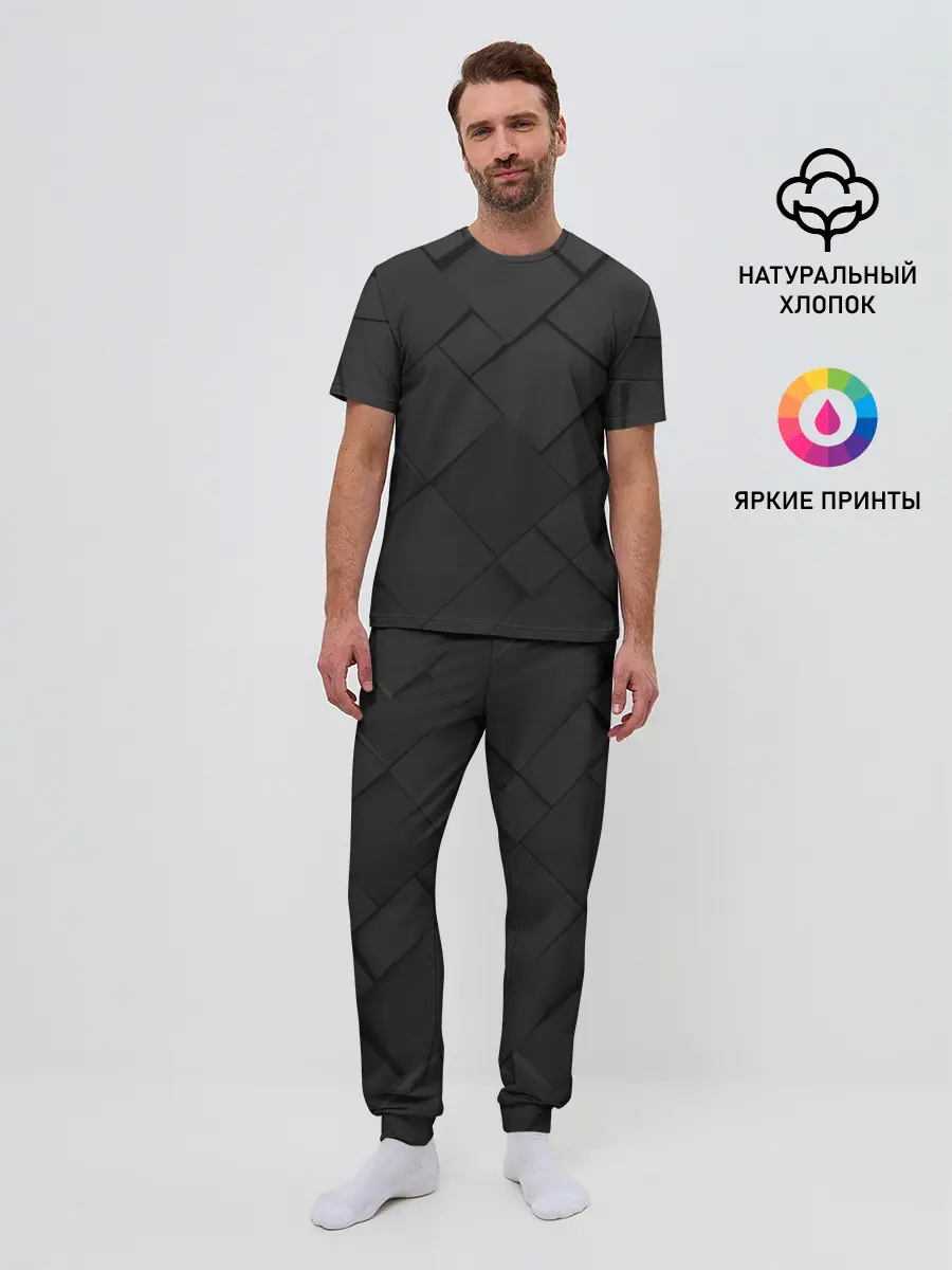 Мужская пижама с брюками / Карбоновая абстракция