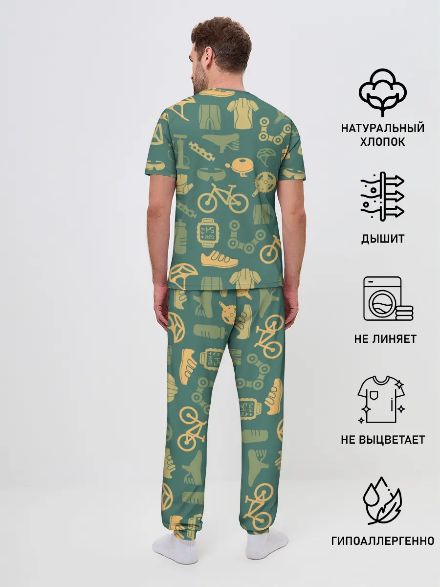 Мужская пижама с брюками / Велосипедист