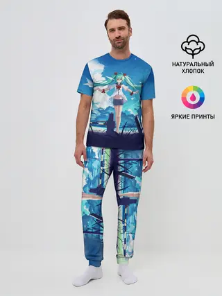 Мужская пижама с брюками / Хацунэ Мику под летним небом