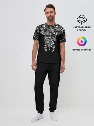 Мужская пижама с брюками / Узор в стиле маори / полинезия