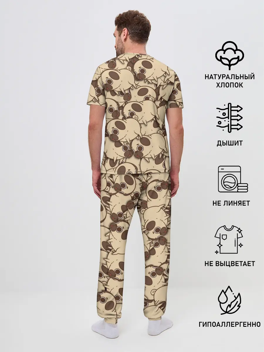 Мужская пижама с брюками / мопс