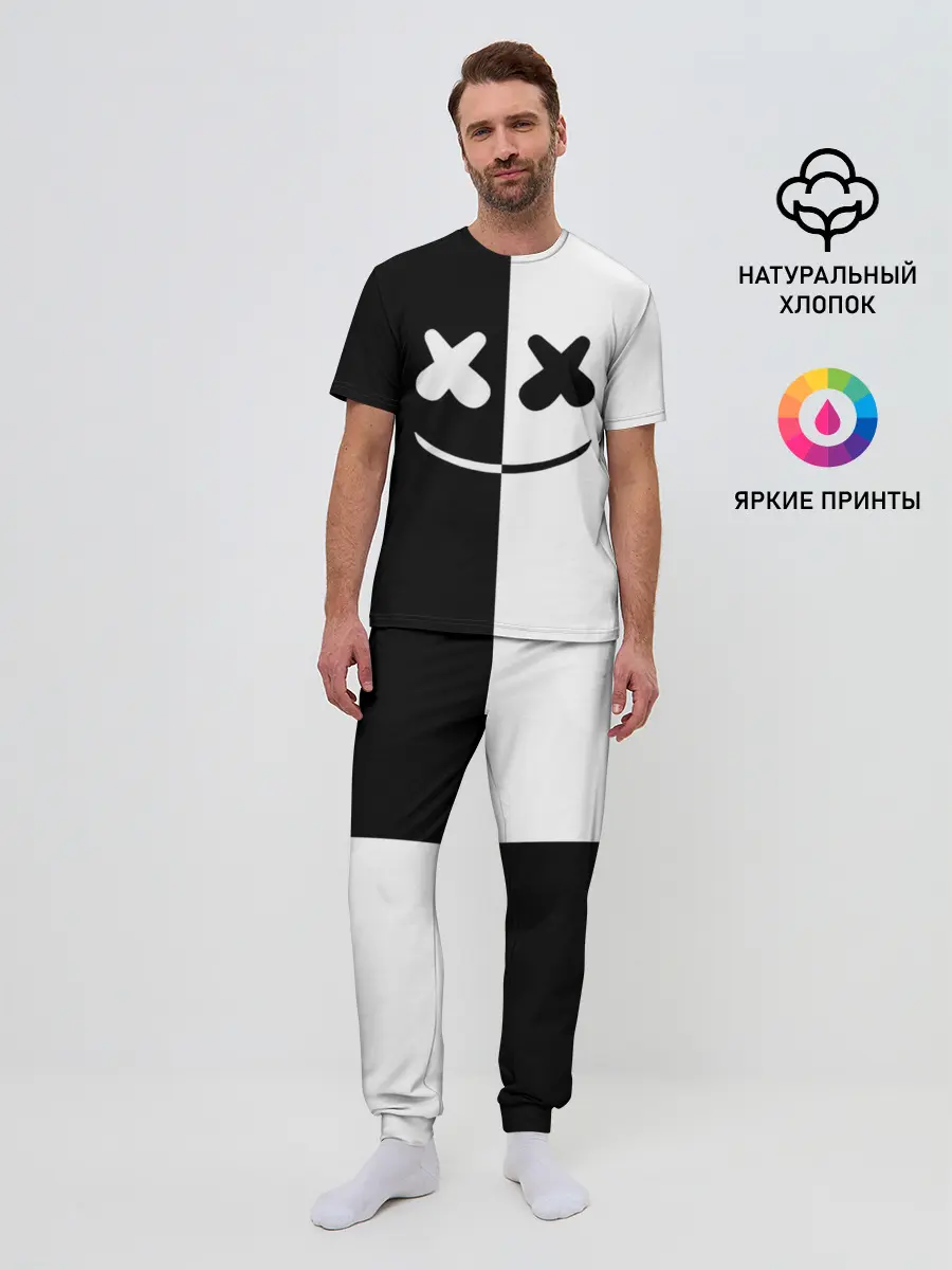 Мужская пижама с брюками / MARSHMELLO BLACK & WHITE