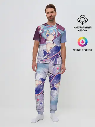 Мужская пижама с брюками / Хацуне Мику с зонтом