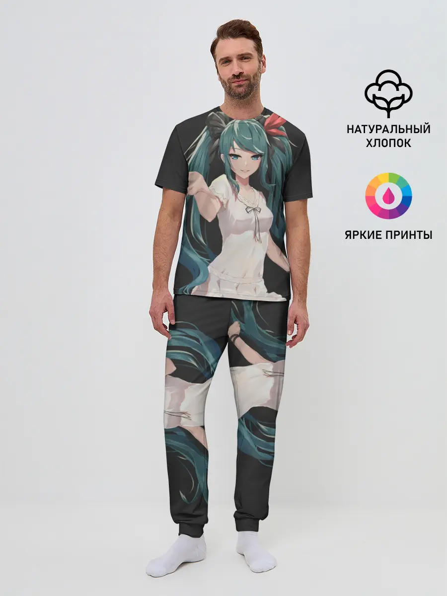 Мужская пижама с брюками / Хацуне Мику с протянутой рукой