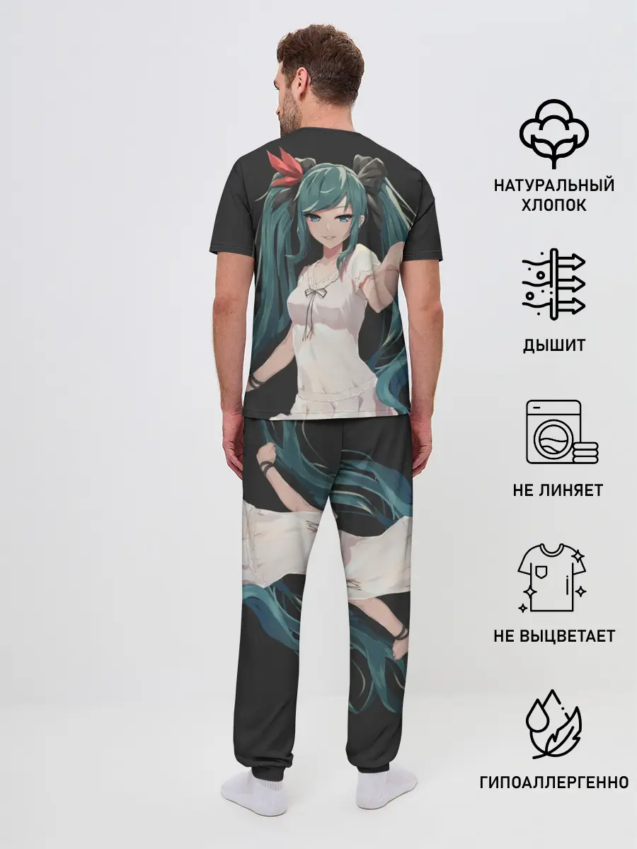 Мужская пижама с брюками / Хацуне Мику с протянутой рукой