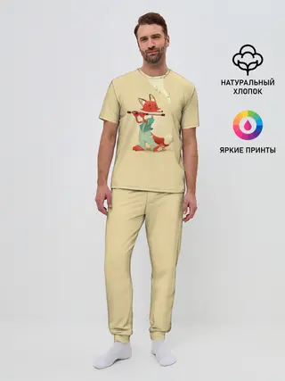 Мужская пижама с брюками / Лисичка с флейтой