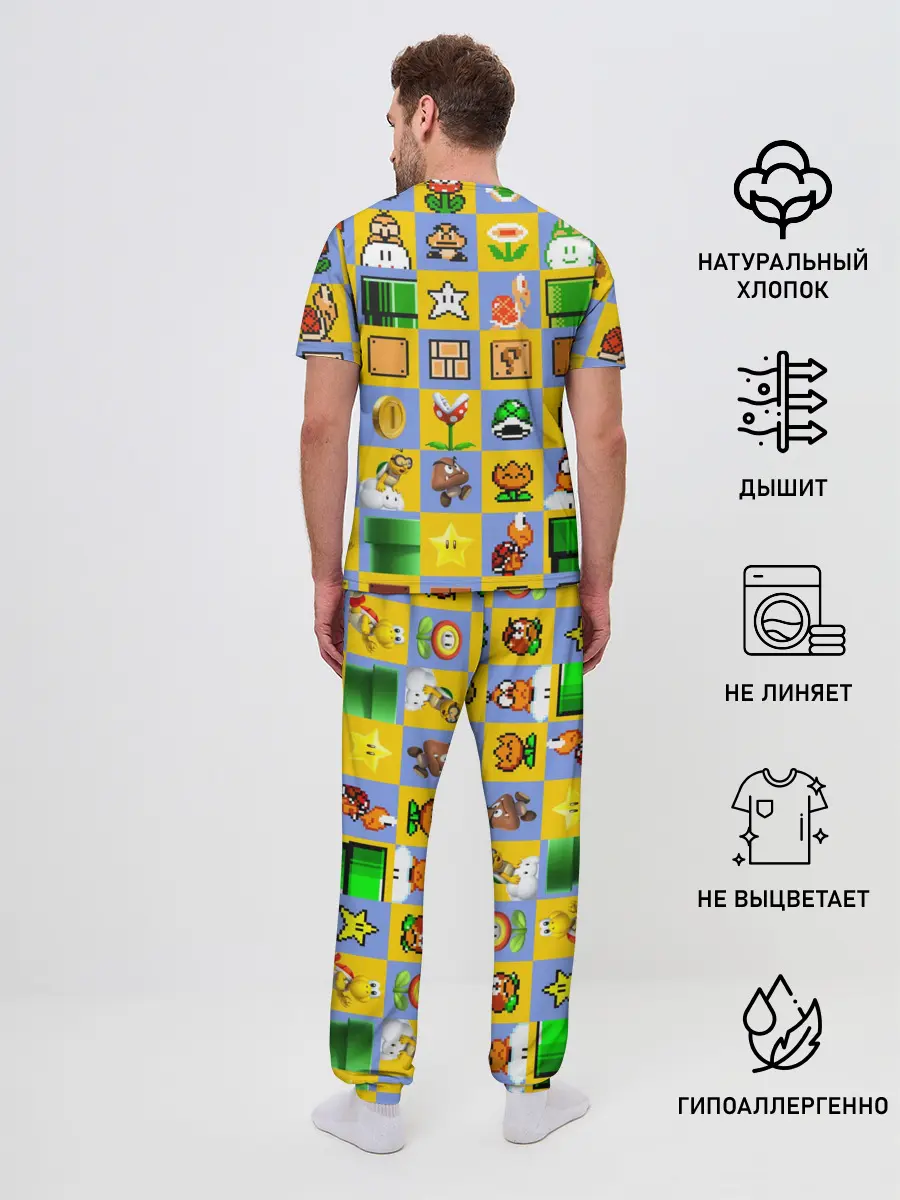 Мужская пижама с брюками / Super Mario Pop art