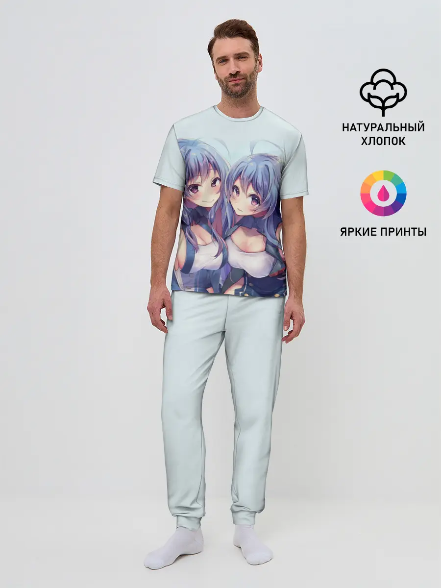 Мужская пижама с брюками / Аниме девочки-двойняшки