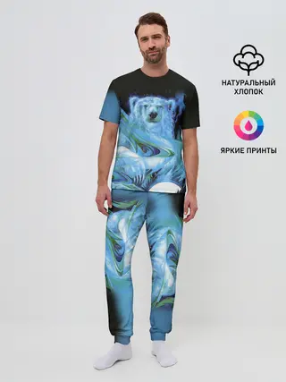 Мужская пижама с брюками / Мишка на Севере