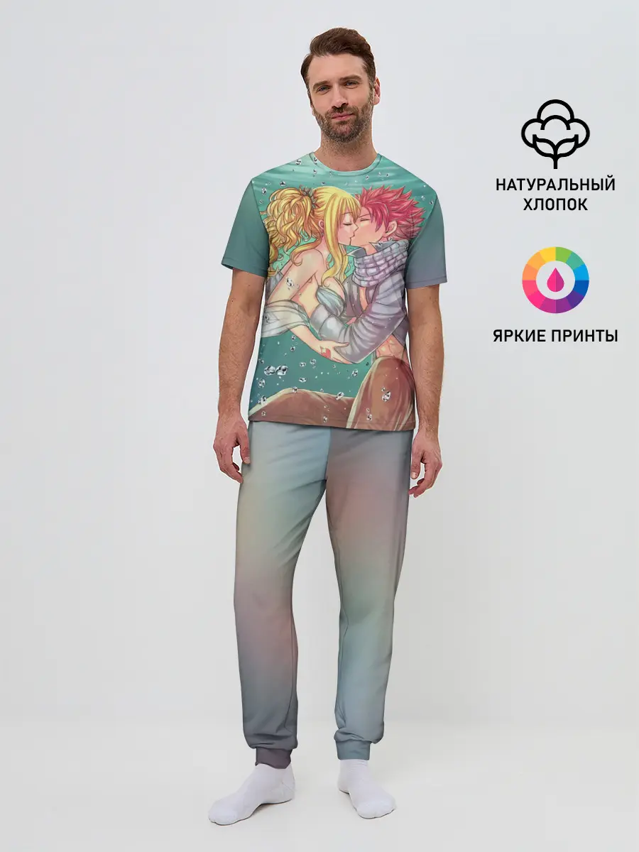 Мужская пижама с брюками / Хвост Феи поцелуй Люси и Нацу