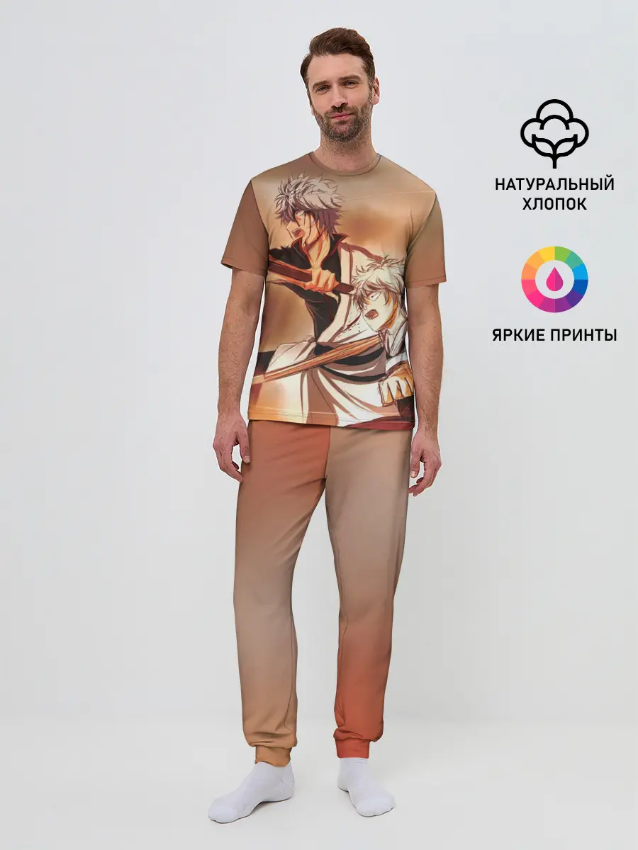 Мужская пижама с брюками / гинтоки саката самурай