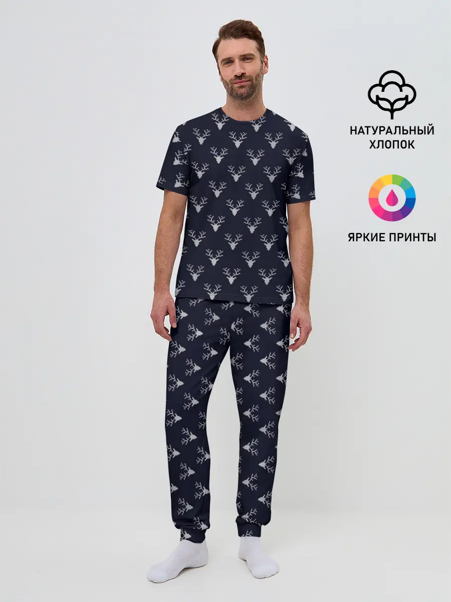 Мужская пижама с брюками / Олени