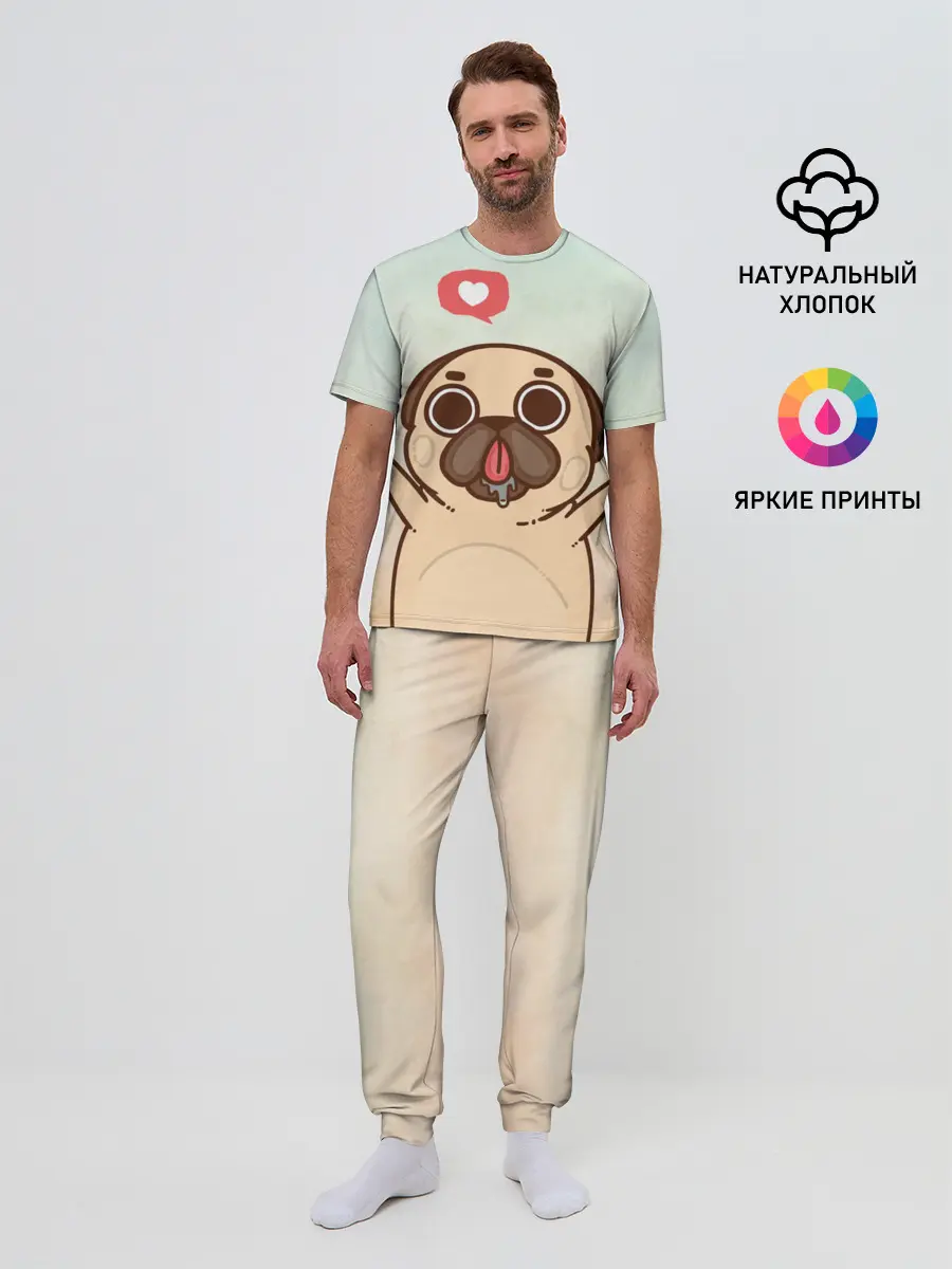 Мужская пижама с брюками / Puglie Pug Like