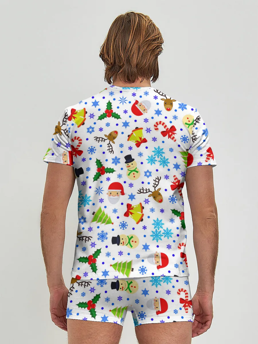 Мужские трусы с футболкой / Новогодний - Рождественский узор